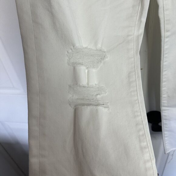 New EXPRESS Straight Ankle White Mid Rise White Jeans Size 10 R - Picture 6 of 13